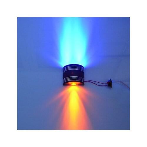 3W AC85-265V Wall Lights Input Blue, Green, Yellow Three Color with Up&Down Emittion LED Wall Lamp, 30 Degree Beam Angle