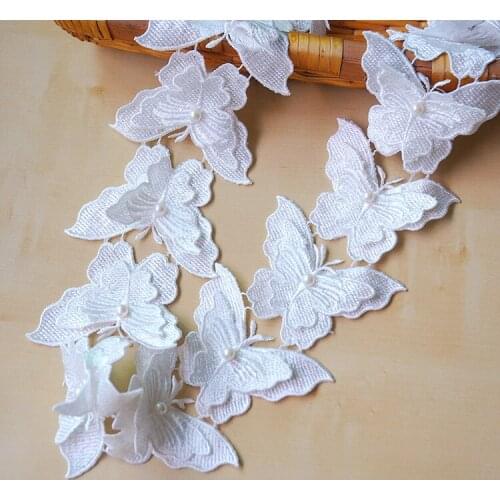 30Yards Butterfly Pearl Embroidered Lace Trim Ribbon Fabric Sewing Craft Patchwork Handmade DIY For Wedding Costume Decoration