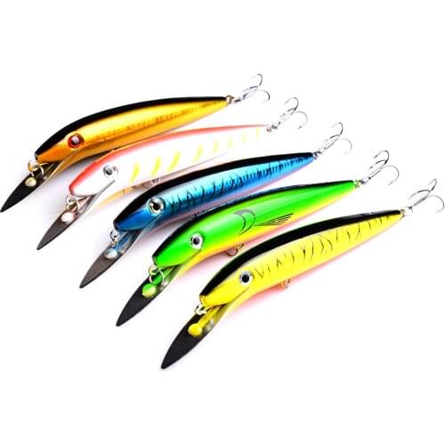 5PCS Long 19.7cm 45g Wobbler Minnow Fishing Lure Big Crankbait 2# Hook 3D Eyes Bass Trolling Artificial Hard Baits Pesca