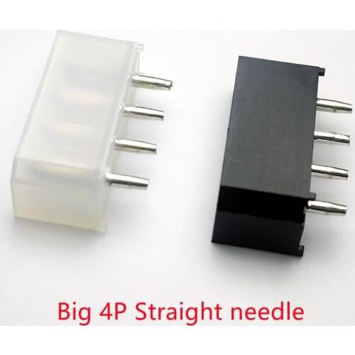 Molex white or black big 4P 4D female socket straight hollow needle for PC computer ATX IDE Power connector