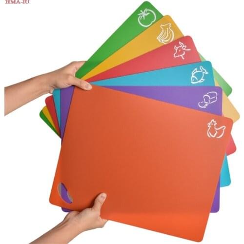6pcs Ultra-thin Chopping Blocks Plastic Kitchen Cutting Board Flexible Chopping Mats Anti-slip