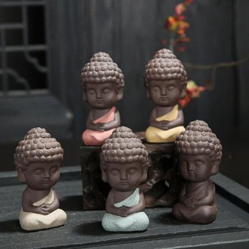Purple Clay Small Monk Tea Tray Decoration Tea Accessories Ornaments Ceramic Buddha Monk Tea Pet Handmade Crafts