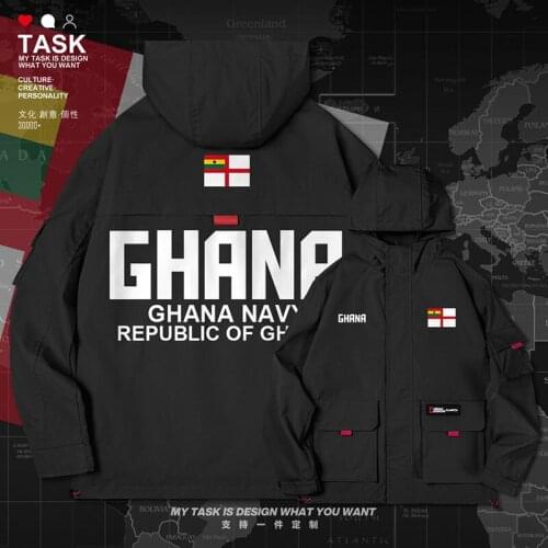 Republic of Ghana Ghanaian GHA men jacket hooded Navy logo army fan top coat fashion mens windbreaker jackets clothes autumn
