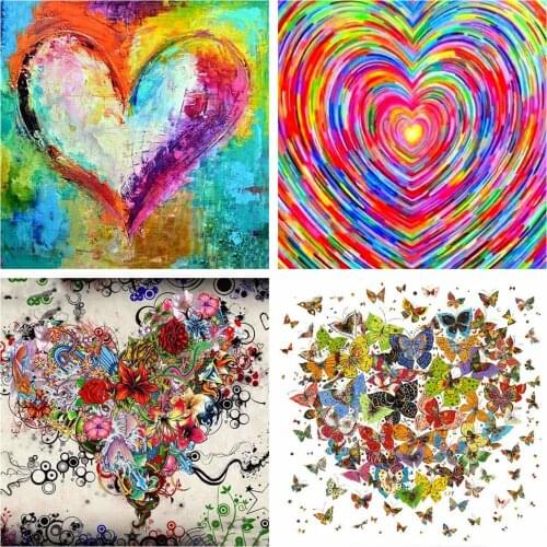 Huacan 5D DIY Diamond Painting Kit Heart Full Square Diamond Mosaic Cross Stitch Landscape Handmade Gift Home Decor