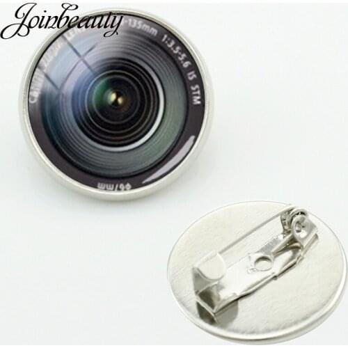 JOINBEAUTY Attractive trendy brooch jewelry DSLR Lenses camera glass cabochon Lens Photography Camera pins gift for father KC371