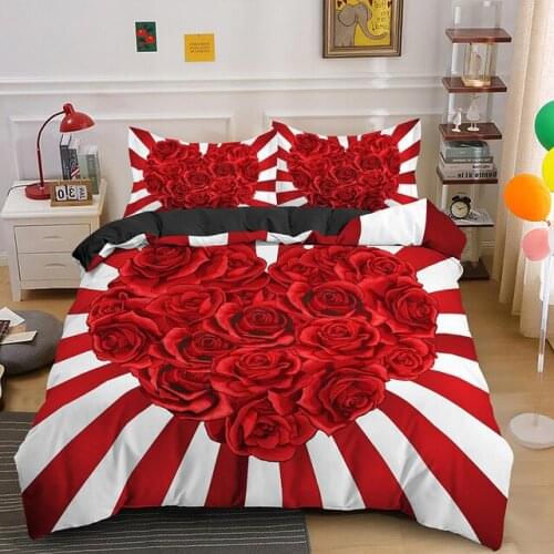 Love Heart Duvet Cover Luxury Bedding Set Single Full Quilt Covers 2/3PCS Bedclothes Euro Size For Wedding Bedroom Decoration