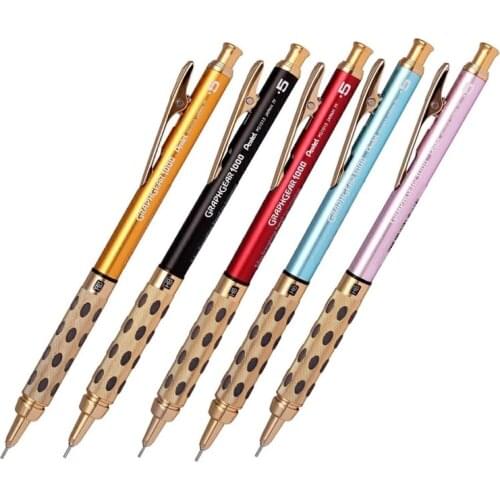 Pentel PG1015 limited black blue red yellow pink gold metal rod retractable nib mechanical pencil 0.5mm 1Pcs/Lot