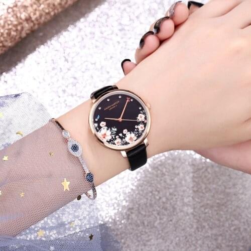 Fashion Rose Flower Luxury Women Watches 2019 Leather Ladies Watches Womens Quartz Wristwatch Young Girl Watchproof reloj mujer