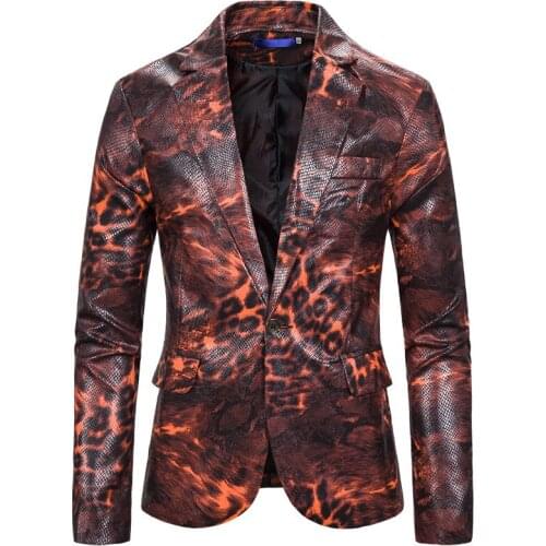 2021 Mens New One-Button blazer Casual Leopard Print Printed Suit Fashion Performance blazers