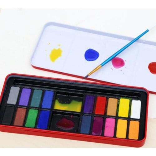 Colors/set in Iron Box Watercolor Painting Set With Brush Portable Soild Watercolor Paints for Artist School Student r20