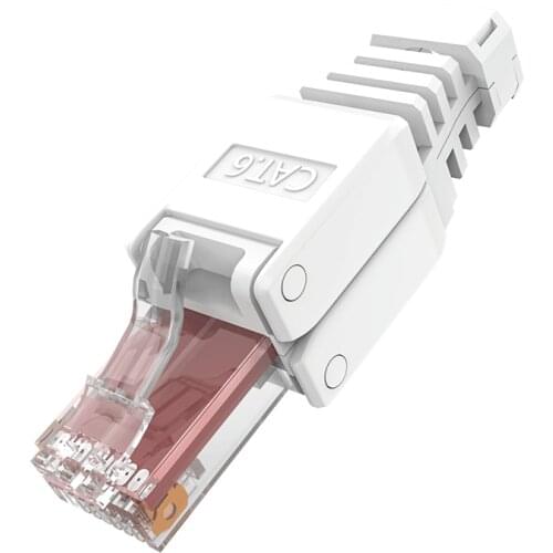 LIJIA Tool-Free Shielded RJ45 network cable connector Ethernet cable plug Cat6 Connector UTP Unshielded Twisted Pair Gold Plate