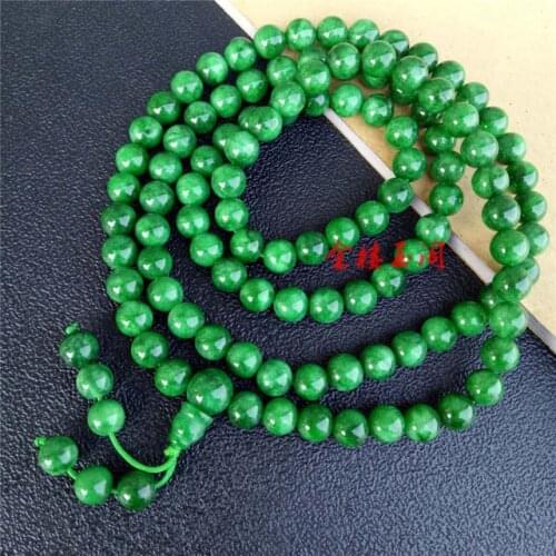 100% real green jade necklace Emerald 8mm108 rosary prayer beads jade necklace jade jewelry beads bracelets