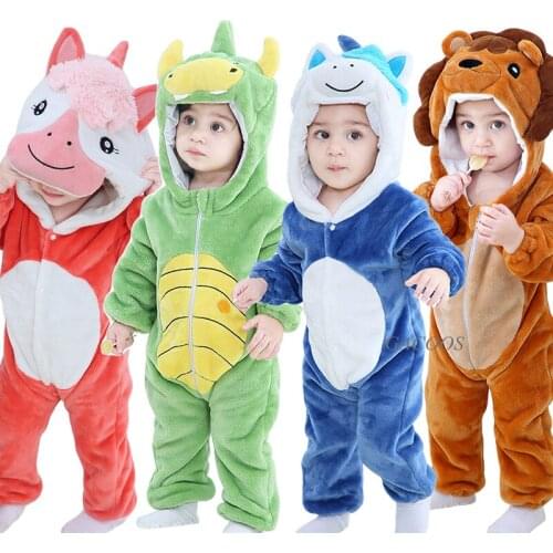 Baby Clothes Rompers Roupa De Bebe Animal Baby Boy menina Jumpsuit Soft Flannel Cartoon Winter Toddler Romper Childrens Pajamas