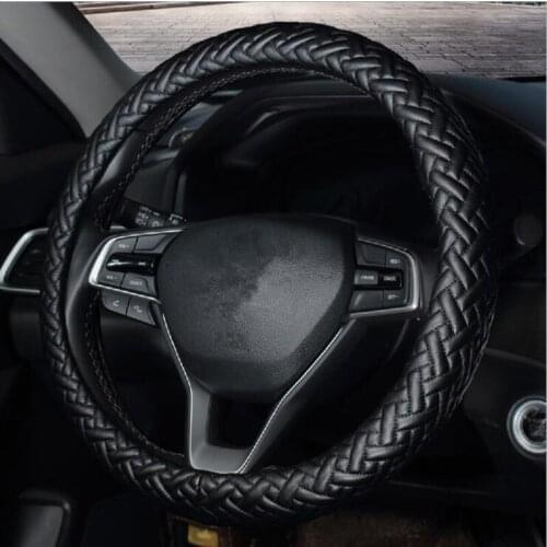 Braid Car Steering Wheel Covers Anti-Slip Leather Car Steering-Wheel Cover Car-Styling Steering-Wheel Protective Covers