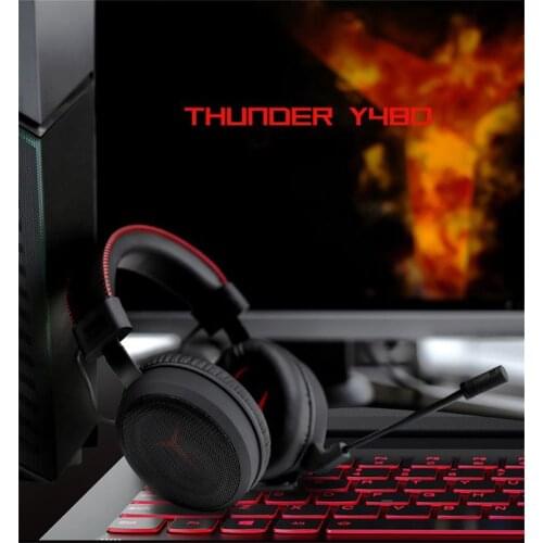 Original LenovoY480 Wired Gaming Headset Gamer PCOver-the-ear Headphone With Microphone Earphones For PC Computer Ear Headphones
