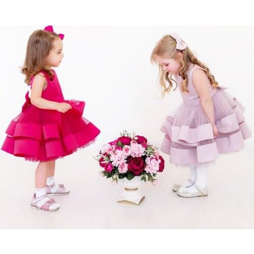 Baby girl dress sweet bow net yarn cake puffy dress with headdress princess dresses full moon baptism dress birthday party dress