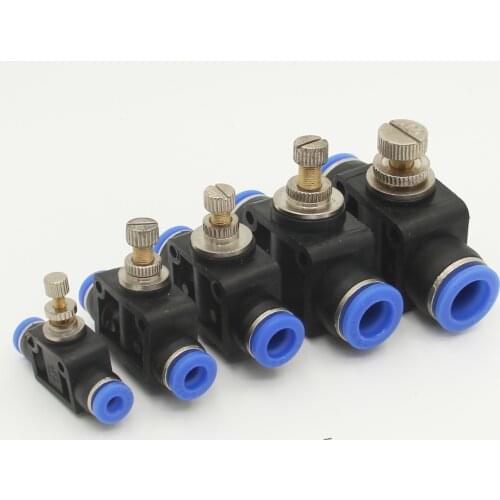 Pneumatics Air Throttle Valve Speed Control Quick Hose Tube Water Fitting Connector Pneumatic Fittings Adjust 4mm 6mm 8mm 10mm