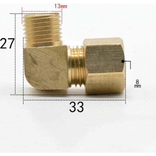 Fit Copper Tube OD 8mm x 1/4" BSPP Male Brass Compression Union Elbow 90 Degree Fitting Connector Water Gas Oil