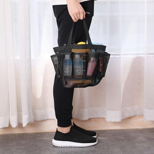 Women 's Portable Mesh Shower Caddy Quick Dry Shower Tote Hanging Bath Toiletry Organizer Bag 8 Storage Pockets Double Handles