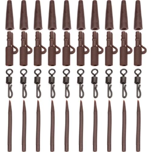 Fishing accessories Tackle-Lead-Clips Anti-Tangle-Sleeves Fishing-End Quick-Change Swivels Carp Brown 40pcs