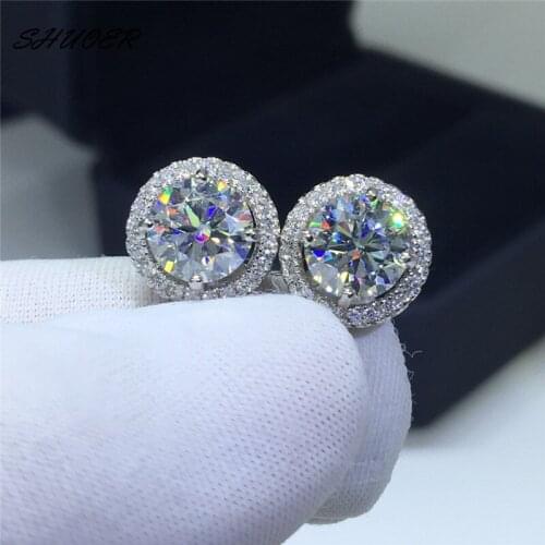 Classic 925 Sterling Silver Round Brilliant Cut 1 Carat Pass Diamond Tester D Color Moissanite Stud Earrings for Women Jewelry