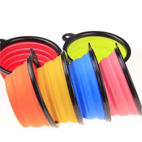 Silicone Dog Feeders Water Bowls Pet Products Portable Collapsible Feeding Tools Puppy Drinking/Food Dish 8 Colors Dog Supplies