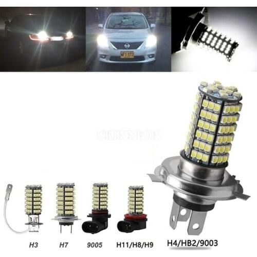 200Pcs/Lot 120SMD White DC12V -24V Super Bright White Fog Lights H3 H4 H7 H8 H11 9005 9006 Car Bulb 3528 LED Headlight Fog Lamp