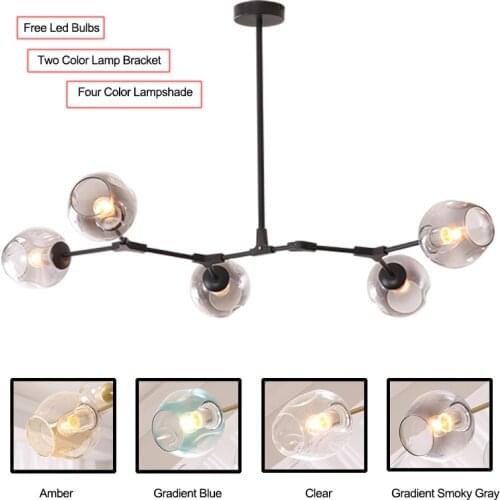 Free led bulbs Nordic Modern Chandelier lighting Led Lamp 110V220V Industrial Ceiling Chandeliers Lighting Living Room Bedroom