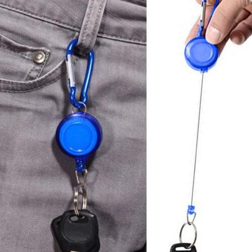 Outdoor Portable Tool Multifunctional Mini Retractable Plastic Steel Wire Rope Recoil Keychian Anti-Lost Key Ring Buckle Holder