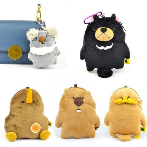 Japan Original Cute Wombat platypus raccoon bear Stretchable plush purse Stuffed Animals coin purse storage bag Christmas Gift