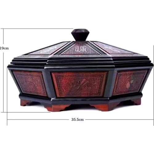 Finest carving African Siam rosewood craft wood organizer Candy box tray storage case fruit bowl wedding decoration gifts