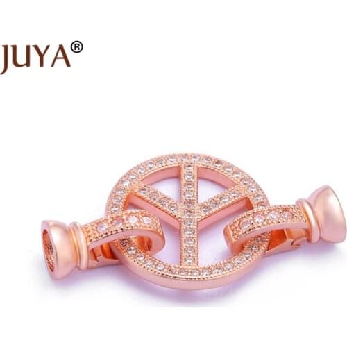 Peace Clasps For Jewelry Making Gold Rose Gold Color Copper Zircon Clasp Connector DIY Pearls Beads Jewellery Findings