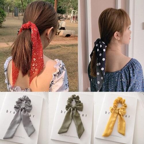 Women Solid Scrunchies Polka Fabric Fabric Elastic Hair Band Bow Hair Rope Girl Hair Ties Korean Hair Accessories Headwear
