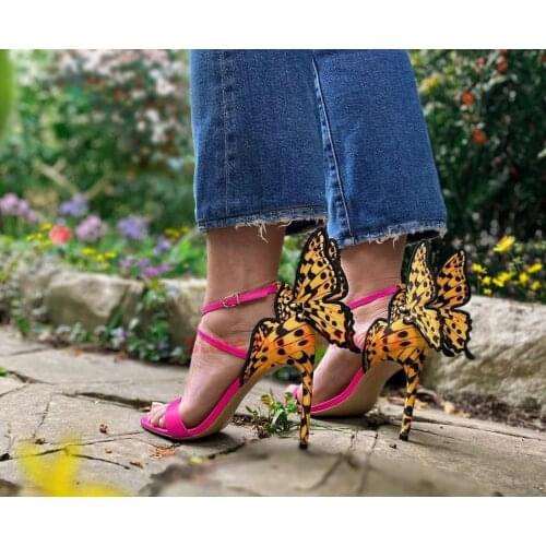 Pre-sale Newest Ladies Shoes Butterfly Wings Stiletto Sandals Women Party Wedding High Heels Pointed Toe Ankle Strap Pumps
