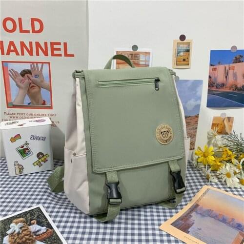 Ladies Fashion Stitching Color Oxford Cloth Waterproof School Bag Backpack Large Capacity School Shopping Travel Handbag