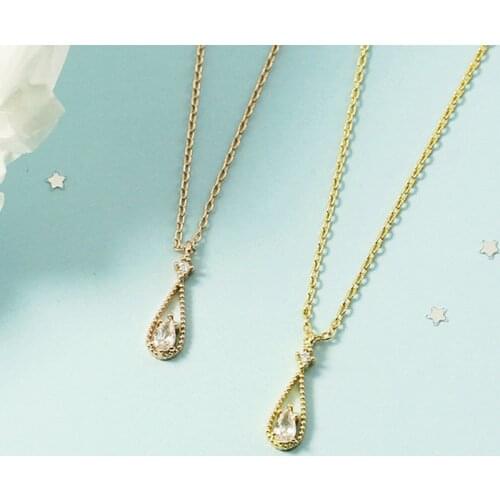 Rose Gold Luxury Water Drop Pendant Necklace Female Exquisite Zirconia Clavicle Chain High quality Women Fashion Jewelry Bijoux