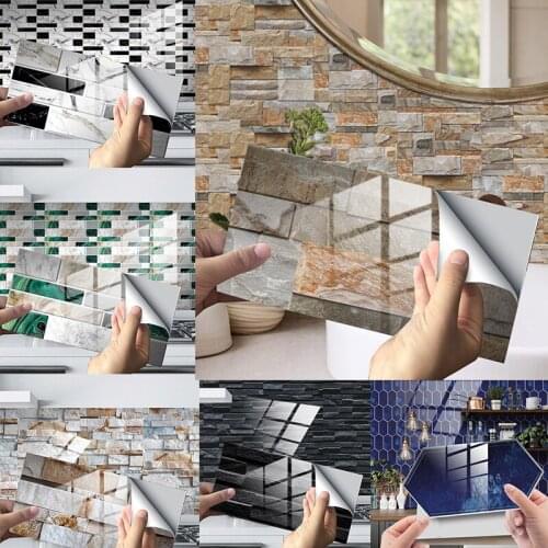 12Pcs Marble Rock Crystal Tile Stickers Wear-Resistant Waterproof Kitchen Renovation Self-Adhesive Home Decoration Wall Stickers