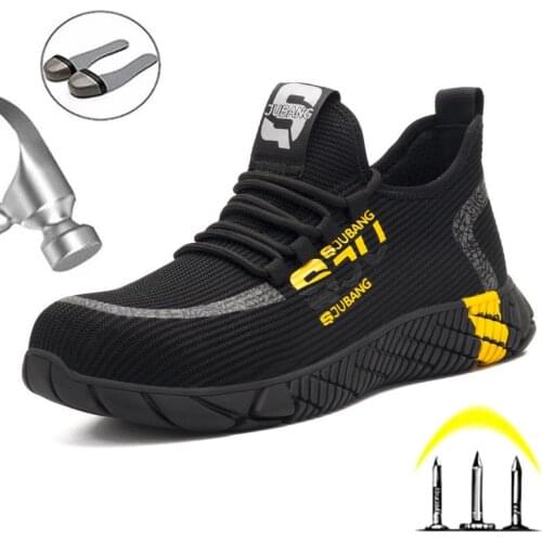 2021 Fashion Work Shoes Mens Safety Boots Breathable Work Boots Mens Safety Shoes With Steel Toe Anti-puncture Work Sneakers