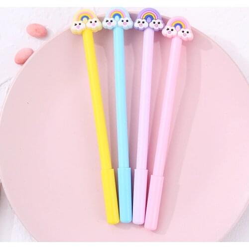 50pcs kawaii gel ink pen 0.5mm rainbow cloud pens for school office student writing supplies korean stationary gift items