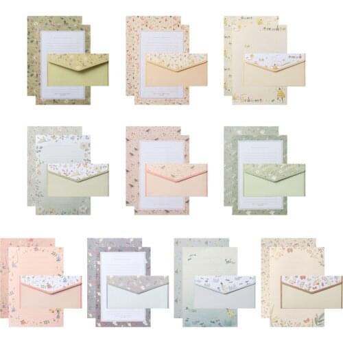 Differrent Design 6Pcs Writing Paper With 3Pcs Envelopes Cartoon Pattern Vintage Floral Letter Stationery School Office Supplies