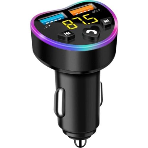 Car Kit MP3 Player Bluetooth-compatible 5.0 FM Modulator Hands Free Dual USB Charger QC3.0 Support Quick Charging 40GF