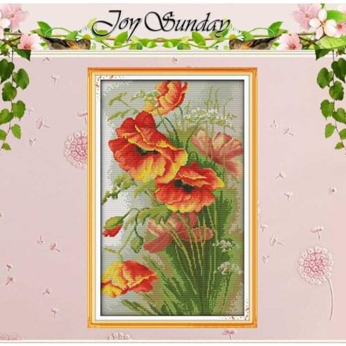 Free Shipping !!Poppy Counted 11CT 14CT Cross Stitch wholesale flowers Cross Stitch Kits for Embroidery Home Decor Needlework