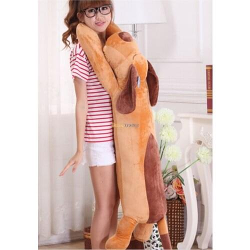 Fancytrader huge plush dog sleeping pillow toy 130cm 51inch stuffed cartoon cushion doll birthday christmas gift white brown