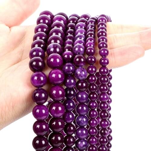 Smooth Dark Purple Sugilite Jades Natural Stone Beads Round Loose Beads For Jewelry Making DIY Bracelet Necklace Strand 6/8/10MM