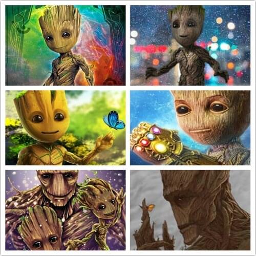 Canvas Painting Disney Stickers Posters and Prints Marvel Groot Tree Artist Wall Art Pictures Baby Children Home Decoration