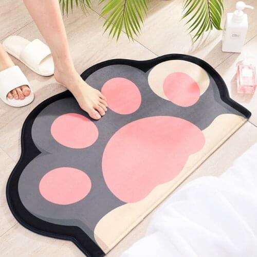 Entrance Door Doormats Cat Paw Pattern Bathroom Toilet Non-Slip Mat Fashion Living Room Bedroom Carpet Water-Absorb Rug For Home