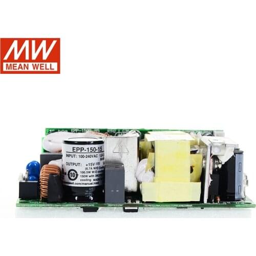 MEAN WELL EPP-150-15 150W 15V Industrial Open Frame Power Supply 110V/220VAC to 15V DC 10A green PCB power unit PSU with PFC