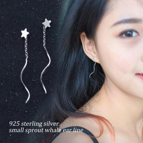 YAFEINI 925 Sterling Silver Cute Wave Star Drop Earring For Women Girl 925 Silver Jewelry Earrings For Woman Trendy Jewelry Gift