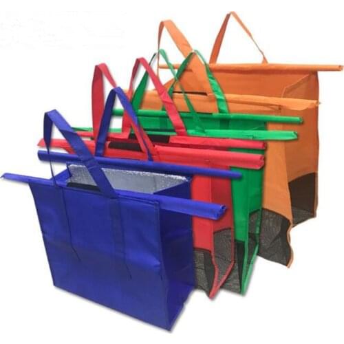 4 Pack Reusable Trolley Bags Shopping Cart Bags Trolley Bags Reusable Grocery Cart Bags for Hot or Cold Groceries