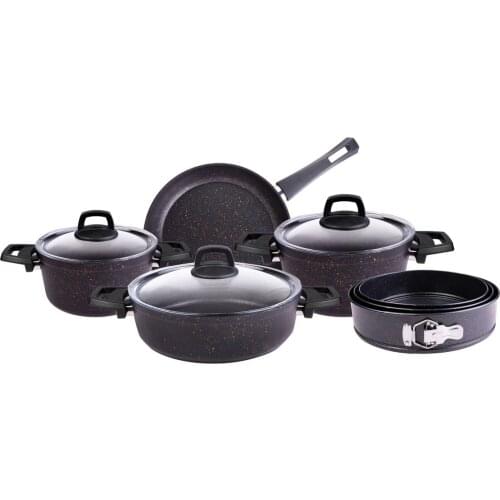 COOKWARE SET 10 Pieces non-stick granite cookware fireproof stainless first class quality bio granite 2021 style kitchen